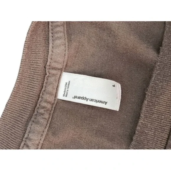 American Apparel‎ Men's Size Large T-Shirt Brown Cotton Crew Neck - Picture 5 of 5